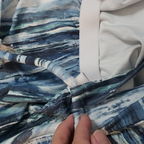 Peace & Pearls Helena Teal White Sleeveless Dress - Picture 6 of 6